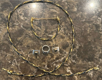 Two-tone jewelry set: necklace, bracelet, earrings and Brighton ring. - Image 1 of 5