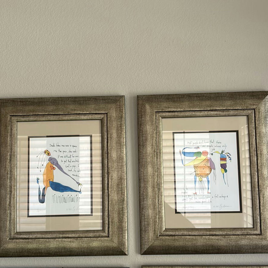 Framed Artwork Collection and Round Wall Mirror - image 2 of 6