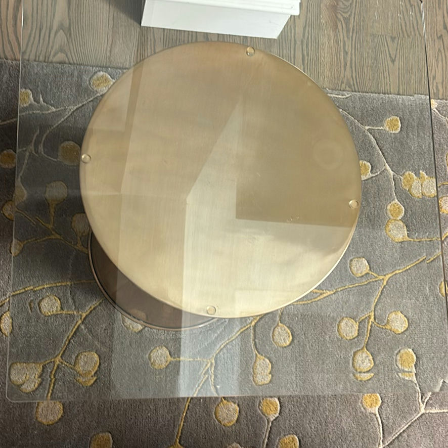 Art Glass Bowl and Round Glass-Top Side Table - image 3 of 4