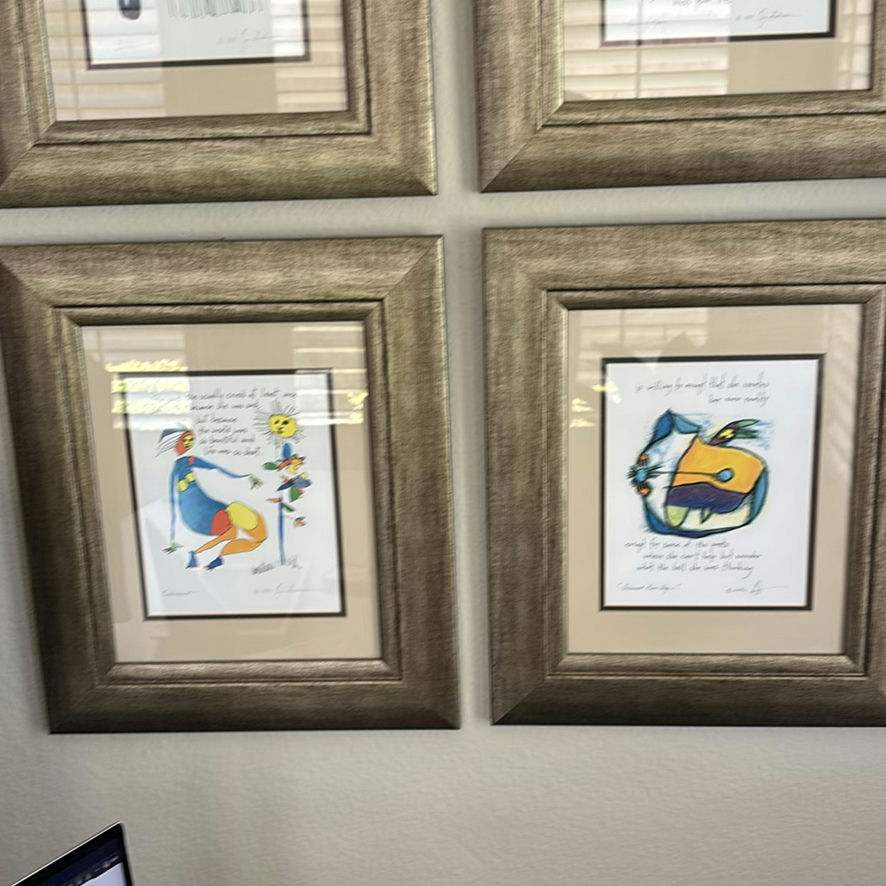Framed Artwork Collection and Round Wall Mirror - image 3 of 6