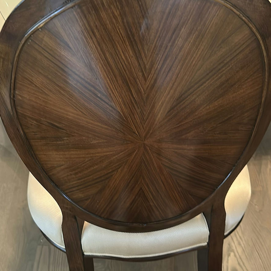 Oval Glass-Top Dining Table with Four Upholstered Wood-inlaid Chairs - image 3 of 5