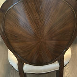 Oval Glass-Top Dining Table with Four Upholstered Wood-inlaid Chairs - thumbnail 3 of 5