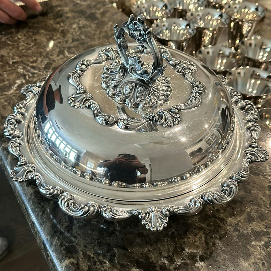 Victorian Silver-Plated Covered Serving Dish with Glass Insert - image 1 of 3