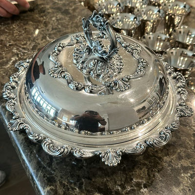 Victorian Silver-Plated Covered Serving Dish with Glass Insert - Image 1 of 3