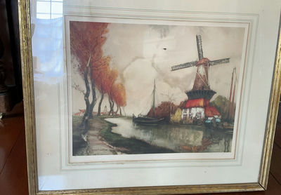 Signed, Numbered Vintage Lithograph of Holland, Artist j.V. Santen - Image 1 of 7