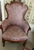 Two Victorian Arm Chairs, Needle Point Foot Stool - thumbnail 2 of 8