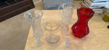 Assorted Cut Glass and Red Glass Vases and Serving Pieces - thumbnail 2 of 5