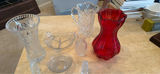 Assorted Cut Glass and Red Glass Vases and Serving Pieces - thumbnail 1 of 5