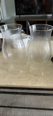 Pair of Clear Glass Hurricane Candle Holders - Image 1 of 2