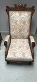 Wooden Upholstered Armchair and Footstool - thumbnail 1 of 2