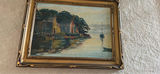 Framed Coastal Village Oil Painting - thumbnail 3 of 3