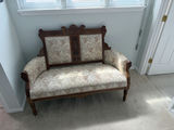 Ornate Upholstered Wooden Settee - thumbnail 1 of 1