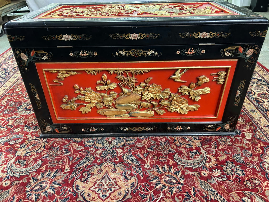 Asian Gilt Lacquered Hand Painted Chest  - image 5 of 11