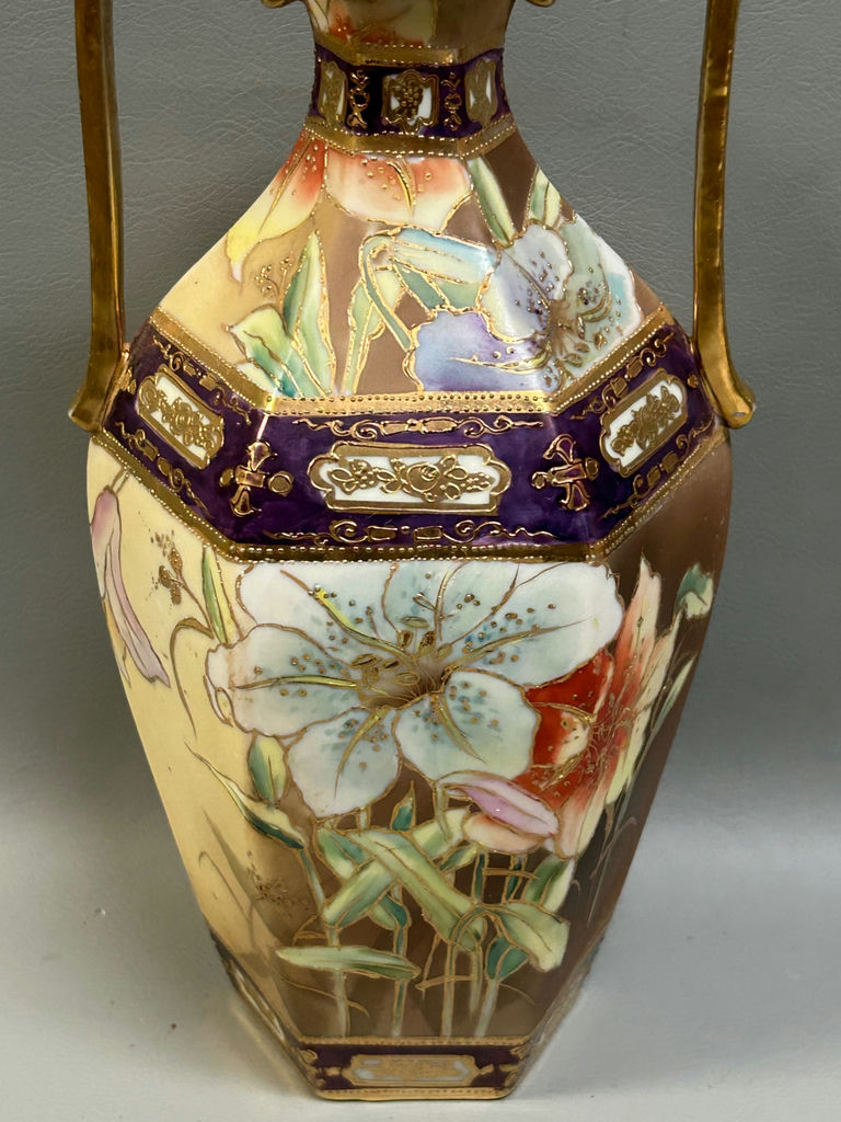 Vintage Nippon Morimura Double Handle Moriage  Vase  - image 3 of 8