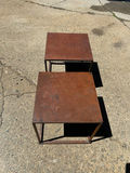 1960s Industrial Square Cube Iron Side Rustic Tables - thumbnail 2 of 7
