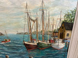 Signed Harborscape Oil Painting on Canvas  - thumbnail 4 of 7