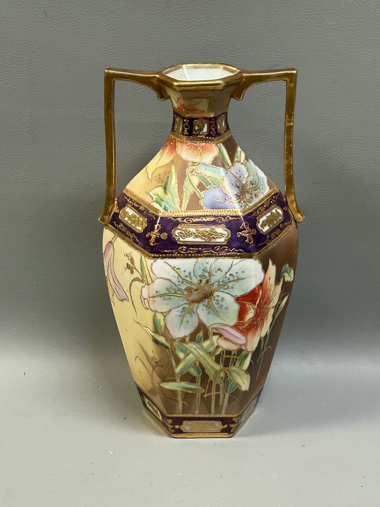 Vintage Nippon Morimura Double Handle Moriage  Vase  - image 1 of 8