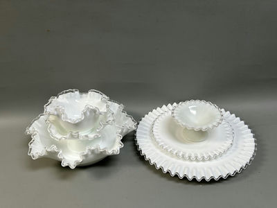 Vintage Milk Glass Silver Crest Ware.  - Image 1 of 10