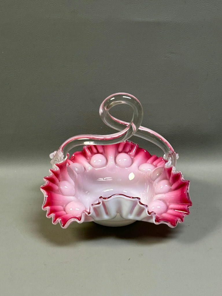 Vintage Art Glass Ruffled Silver Crest Basket - image 2 of 6
