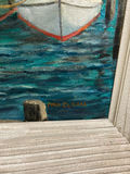 Signed Harborscape Oil Painting on Canvas  - thumbnail 3 of 7