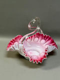 Vintage Art Glass Ruffled Silver Crest  Basket  - thumbnail 4 of 6