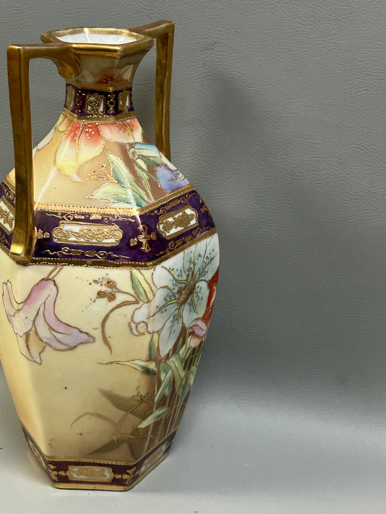 Vintage Nippon Morimura Double Handle Moriage Vase - image 7 of 8