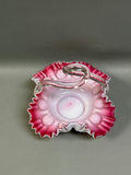 Vintage Art Glass Ruffled Silver Crest Basket - thumbnail 3 of 6
