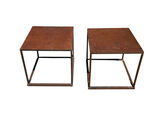 1960s Industrial Square Cube Iron Side Rustic Tables - thumbnail 1 of 7