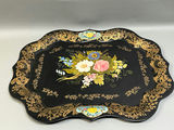 Vintage Hand-Painted Floral Toleware Tray - thumbnail 4 of 5