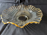 Ribbed Clear Crystal Bowl with Gold Rim, Glass platter, and Metal Steamer Insert - thumbnail 1 of 4