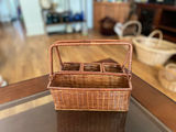 Vintage Woven wicker utensil/napkin holder and vintage wicker basket - thumbnail 8 of 13