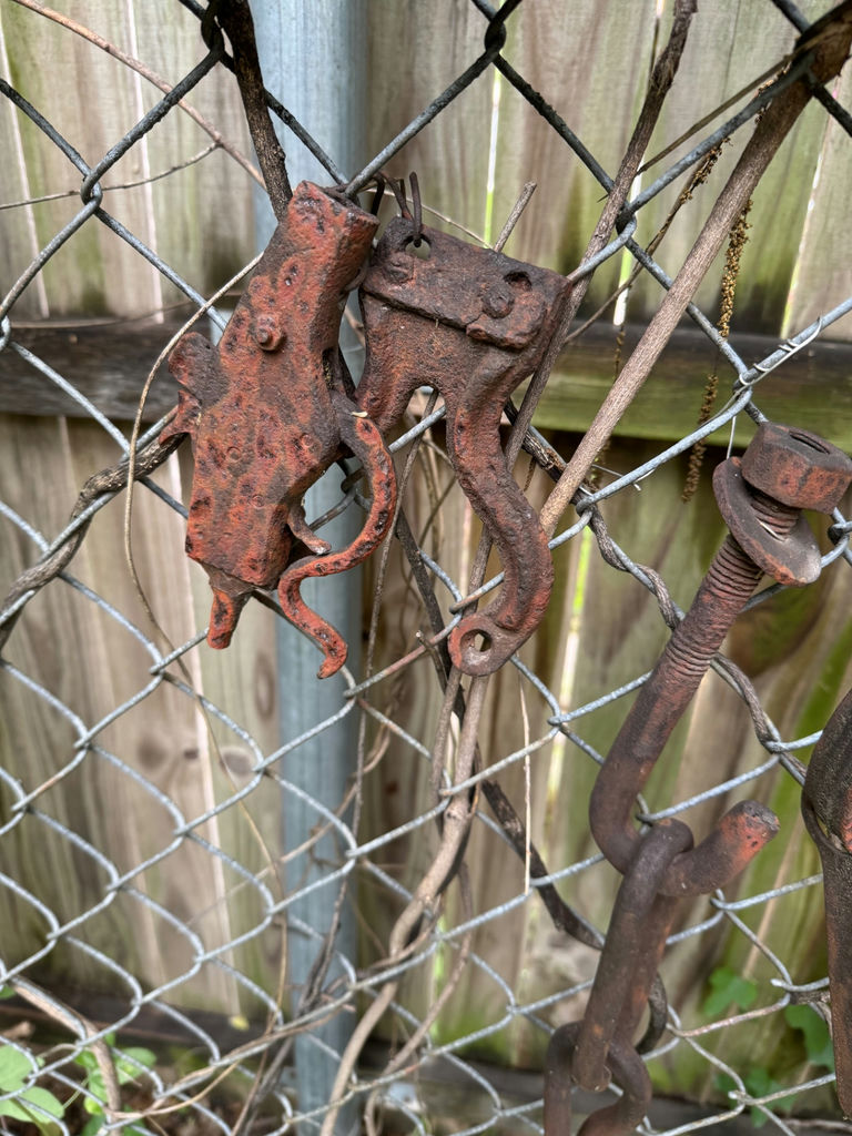 Antique hooks, bar, and chain hardware - image 3 of 7