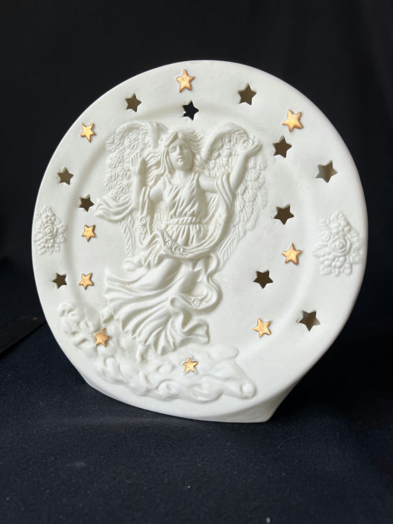 Mid-century, California Pottery mini pitcher with bowl and decorative angel relief plaque - image 7 of 9