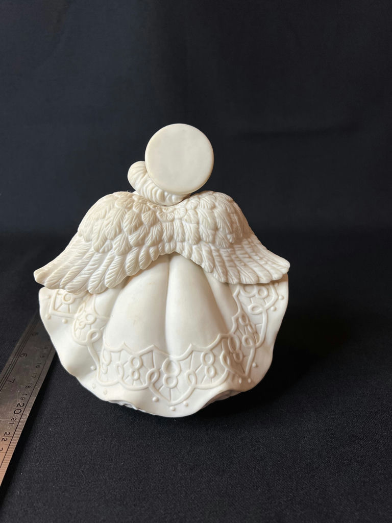 Cream-colored angel figurine and Angel music box - image 8 of 13