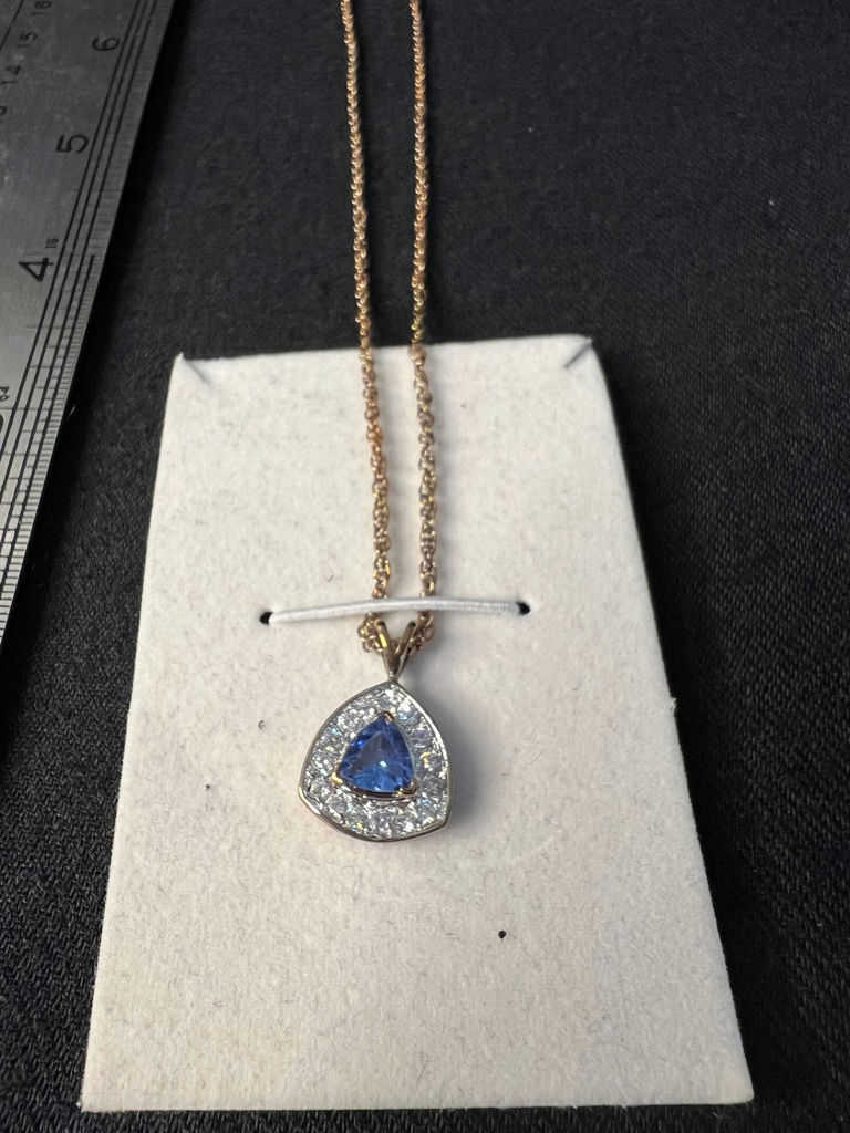 Gold-tone bracelet and blue gemstone pendant necklace - image 8 of 10