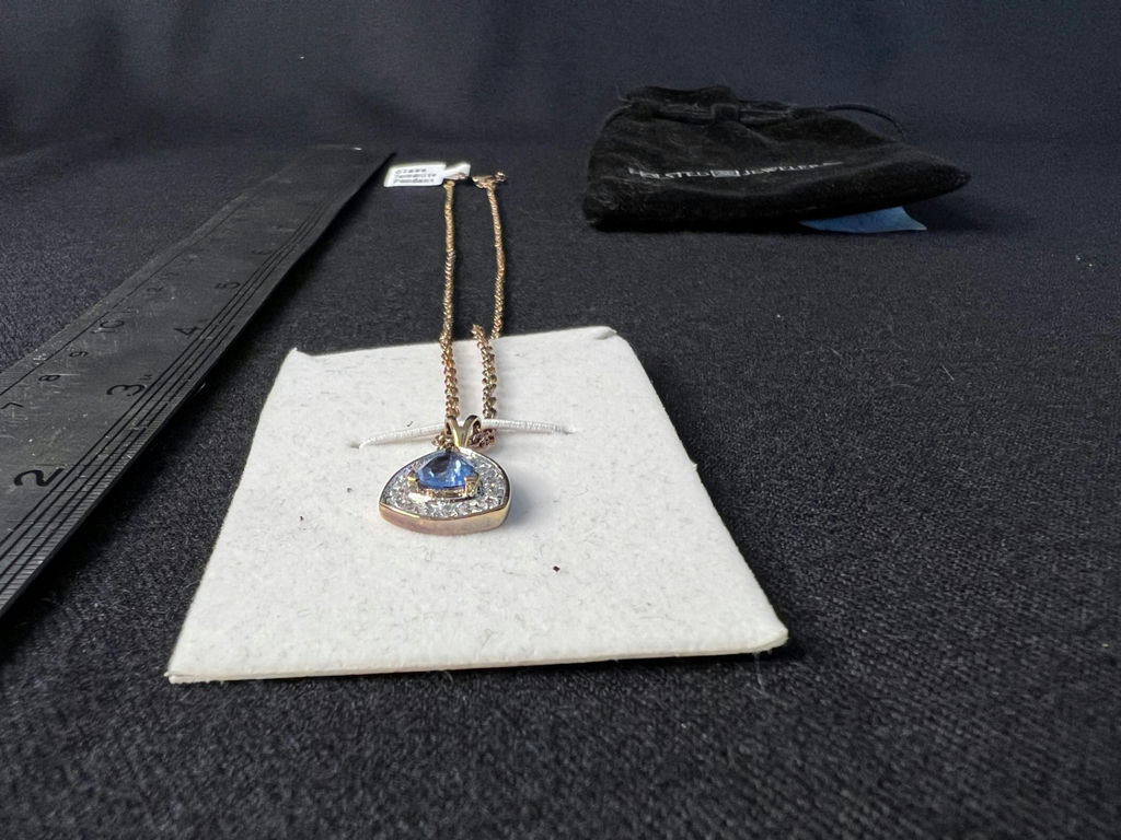 Gold-tone bracelet and blue gemstone pendant necklace - image 7 of 10