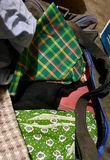 Assorted vintage fabric pieces and textiles: solid, houndstooth, plaid, polka dots, florals, crushed velvet, terry - thumbnail 11 of 14