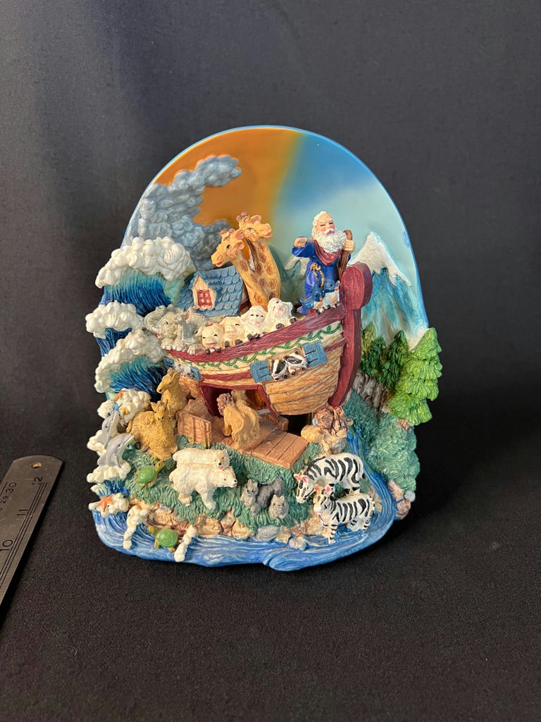 Noah's Ark Diorama on Music Box Pedestal and Musical Nativity Scene in Book - image 1 of 18