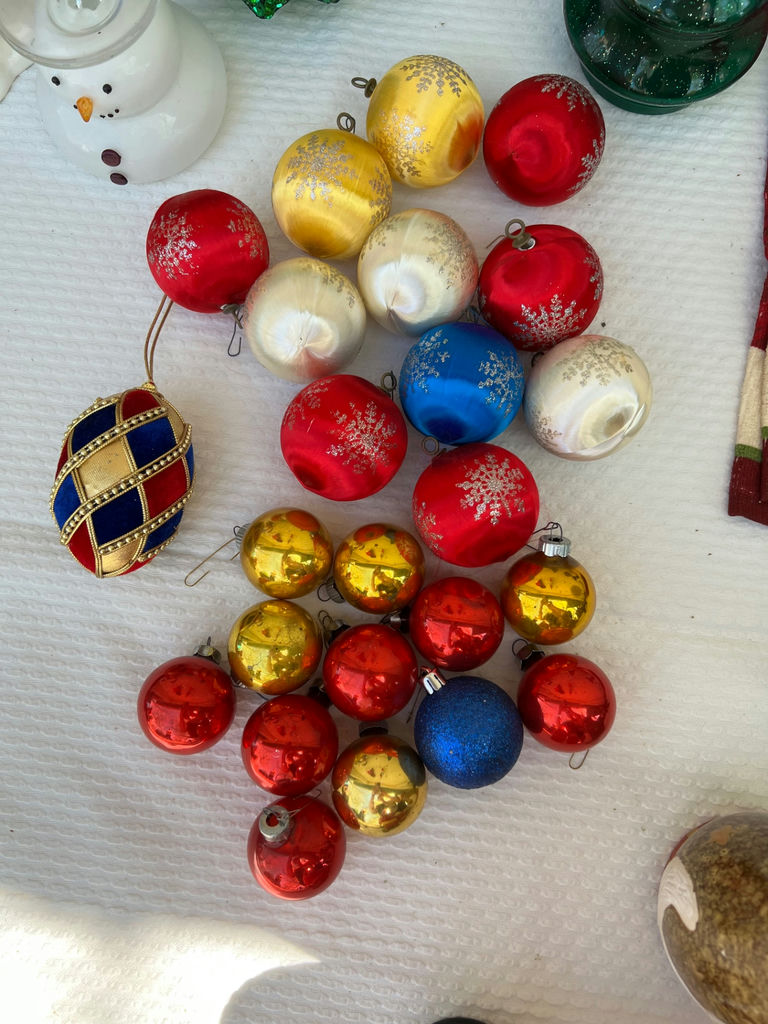 Vintage Christmas Decor Collection: stockings, ornaments, figurines, towels and tree - image 12 of 20