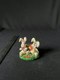 Two white bunny figurines with carrot basket - thumbnail 1 of 9