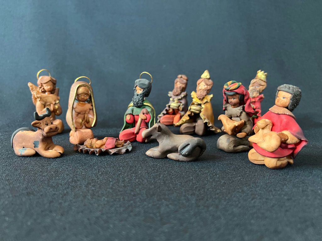 Clay Nativity Scene Figurine Set and Nativity Music Box - image 1 of 14