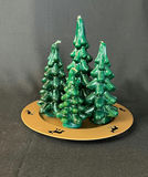 Vintage Candle Garden centerpiece with glitter evergreen trees and silver-plated candlesticks - thumbnail 4 of 11