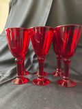 Vintage Red glass goblets, a wooden meat tenderizer, and 2 glass mason containers - thumbnail 3 of 10