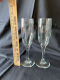 Vintage Green goblets with gold rims and clear champagne flutes - thumbnail 4 of 6