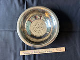 Ribbed Clear Crystal Bowl with Gold Rim, Glass platter, and Metal Steamer Insert - thumbnail 4 of 4