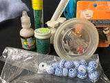 Assorted vintage embroidery kits, floss, beads, and craft supplies - thumbnail 10 of 11