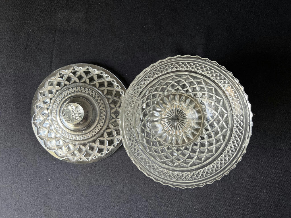 Vintage Crystal cut-glass lidded candy dish and decorative plate - image 5 of 9