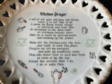 Decorative frosted glass angel dish, Antique rose-pattern ceramic pitcher, and Kitchen Prayer heart plate - thumbnail 9 of 10