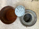 Antique metal bait buckets and enameled pot - thumbnail 5 of 19