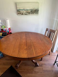 Antique Victorian Round Oak Pedestal Claw Foot Dining Set - thumbnail 1 of 10